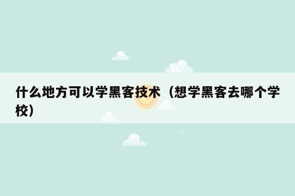 什么地方可以学黑客技术（想学黑客去哪个学校）