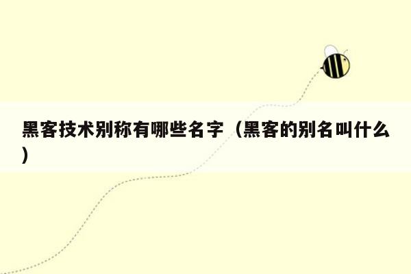 黑客技术别称有哪些名字（黑客的别名叫什么）