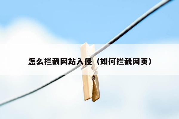 怎么拦截网站入侵（如何拦截网页）