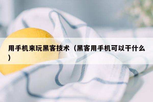 用手机来玩黑客技术（黑客用手机可以干什么）