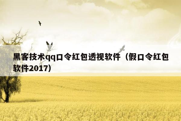 黑客技术qq口令红包透视软件（假口令红包软件2017）